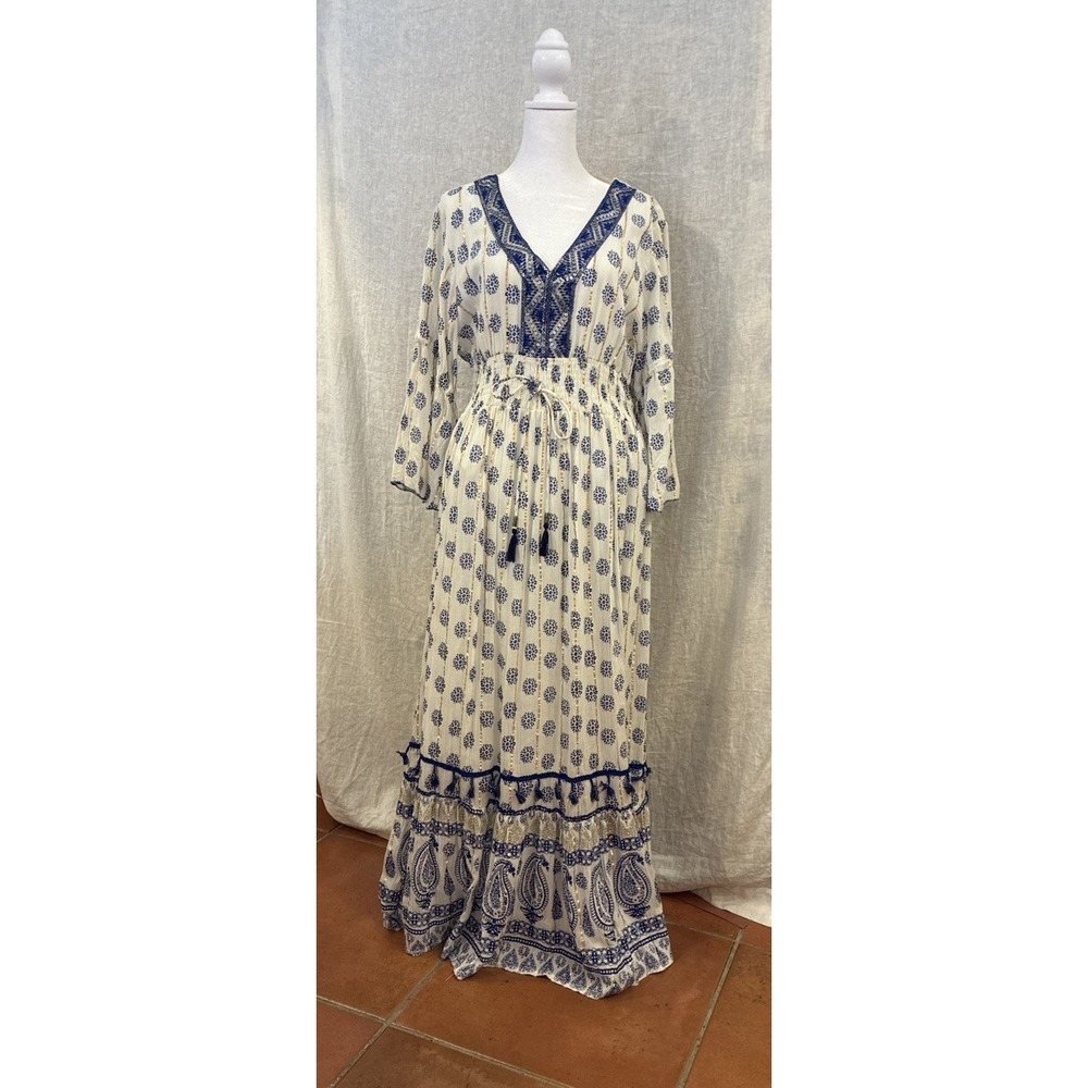 Me 2 Magic Womens Elegant Cream and Brown Bohemian Dress Size Large